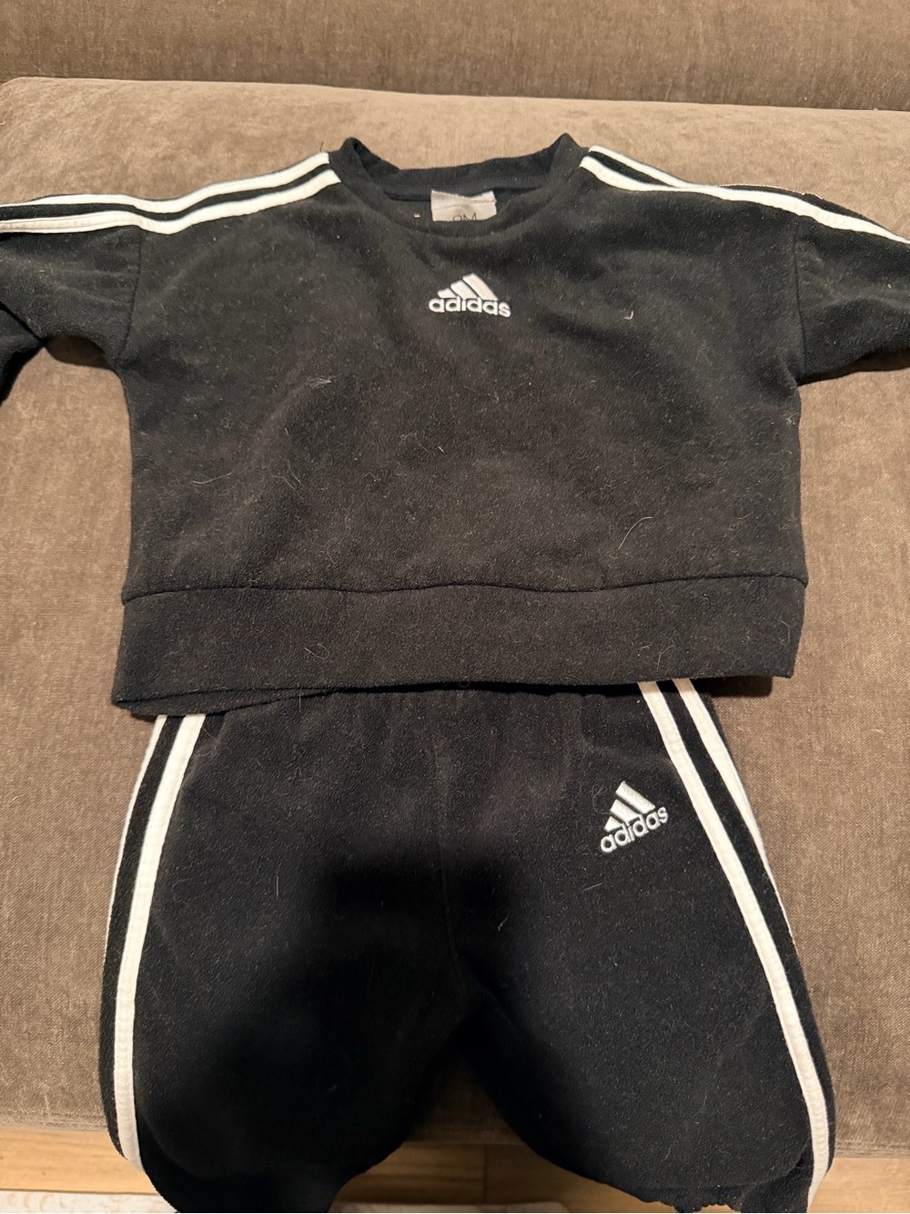 adidas Kids Black Sweatpants with White Stripes